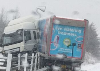 West Lothian woman is’shaken’ after lorry ‘lost control and crashed’ in snowstorm.