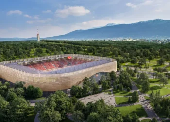 Специален надпис в сектор “В” на новия стадион на ЦСКА