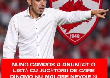 Nuno Campos a anunțat o listă cu jucătorii de care Dinamo nu mai are nevoie și care trebuie să-și găsească noi cluburi în luna ianuarie. Al patrulea jucător de pe această listă te va surprinde! 🔗 Dă click aici: